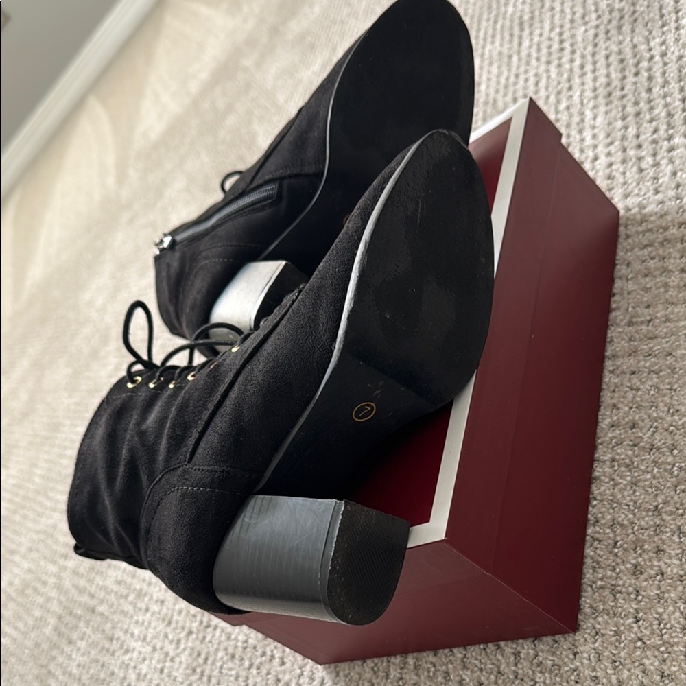 Black Lace-Up Ankle Boots - Picture 6 of 9